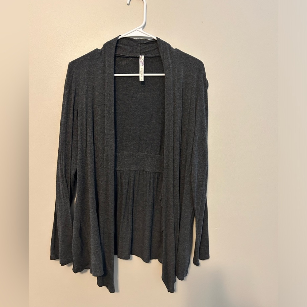 Gray open front jacket